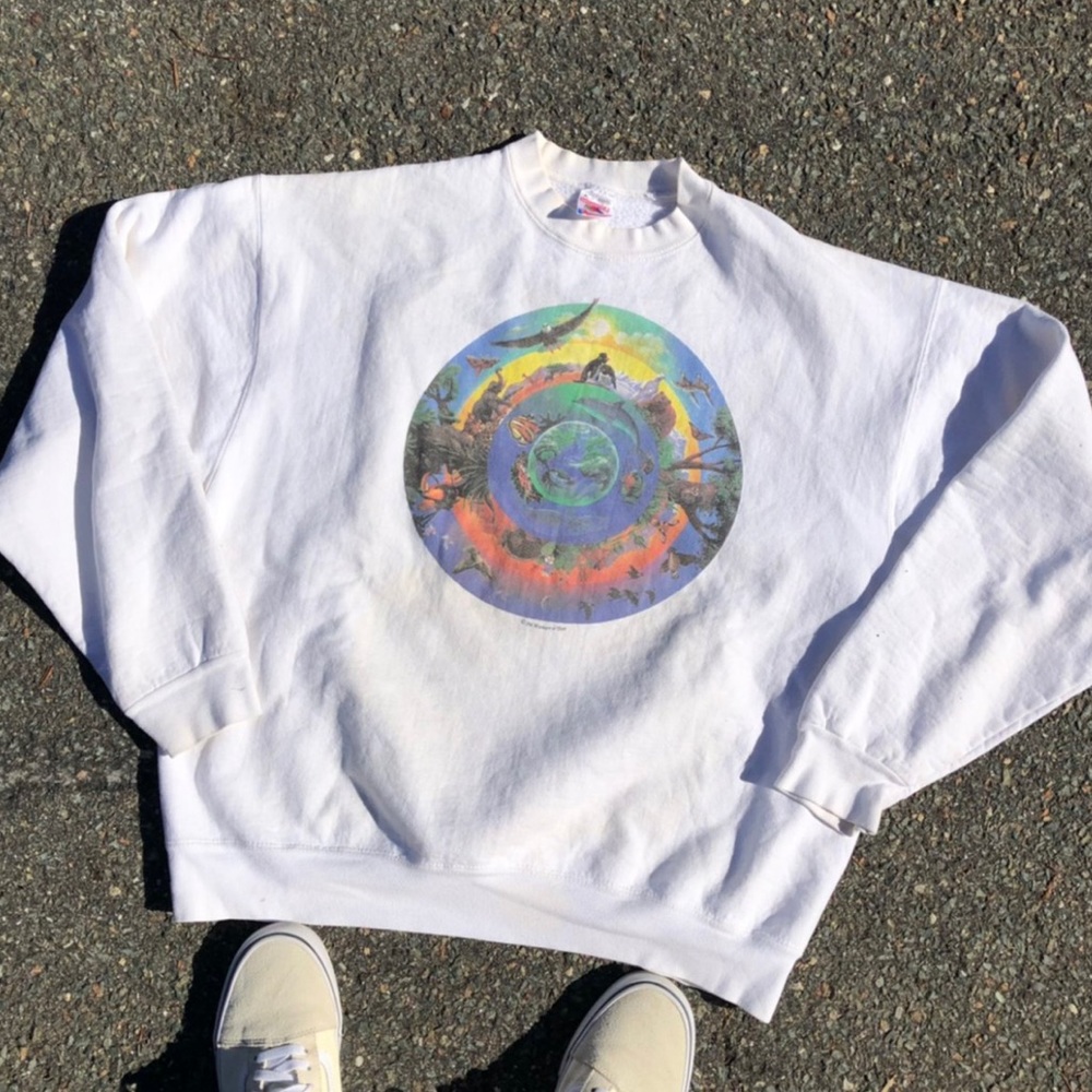 vintage 90s earth day crew neck sweater